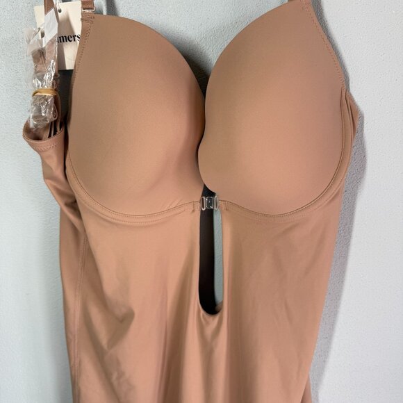 NWT Slimers Body Shaper XXL Nude Tummy Control U Plunge Backless Full Bodysuit - Picture 5 of 12